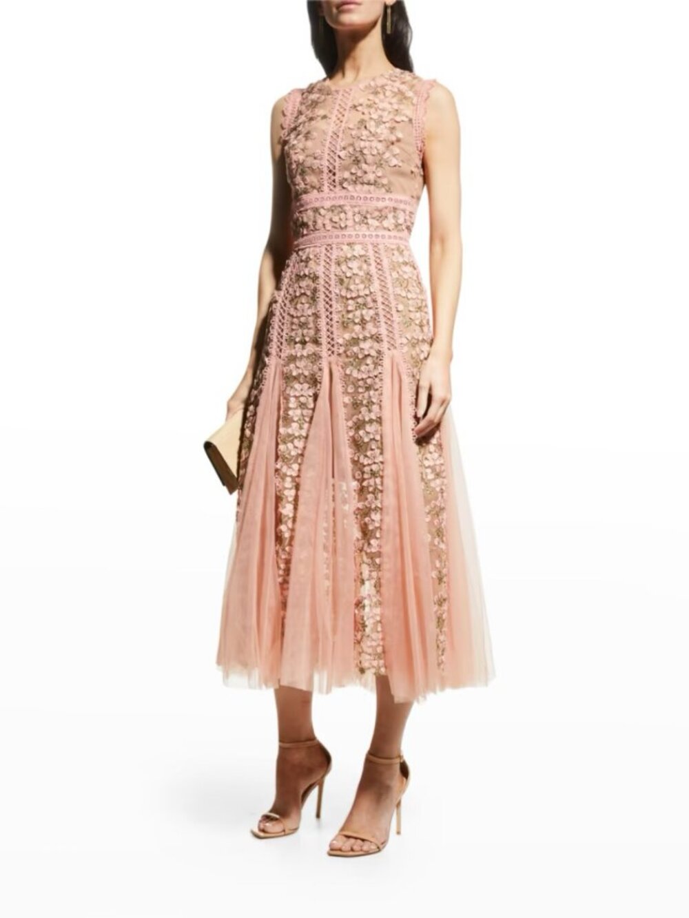 Bronx & Banco Saba Embroidered Tulle Midi Gown - Picture 1 of 9